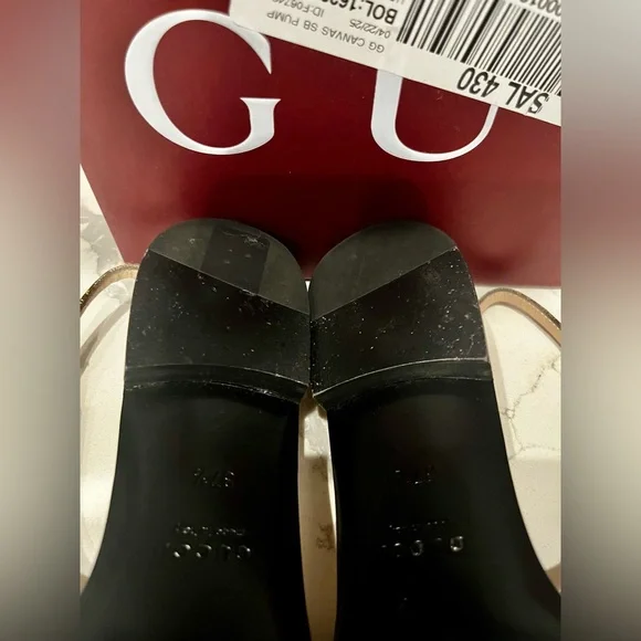Like New Gucci GG Monogram Horsebit Slingback Flats pointed Size 37.5 - Picture 8 of 15
